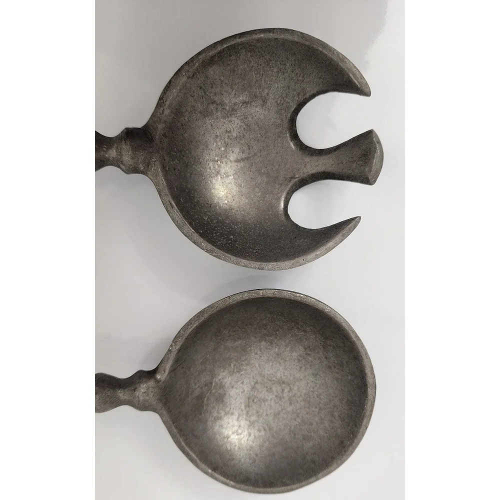Vintage Metal‎ Salad Servers Serving Spoon Spork Kitchen Utensils Decor